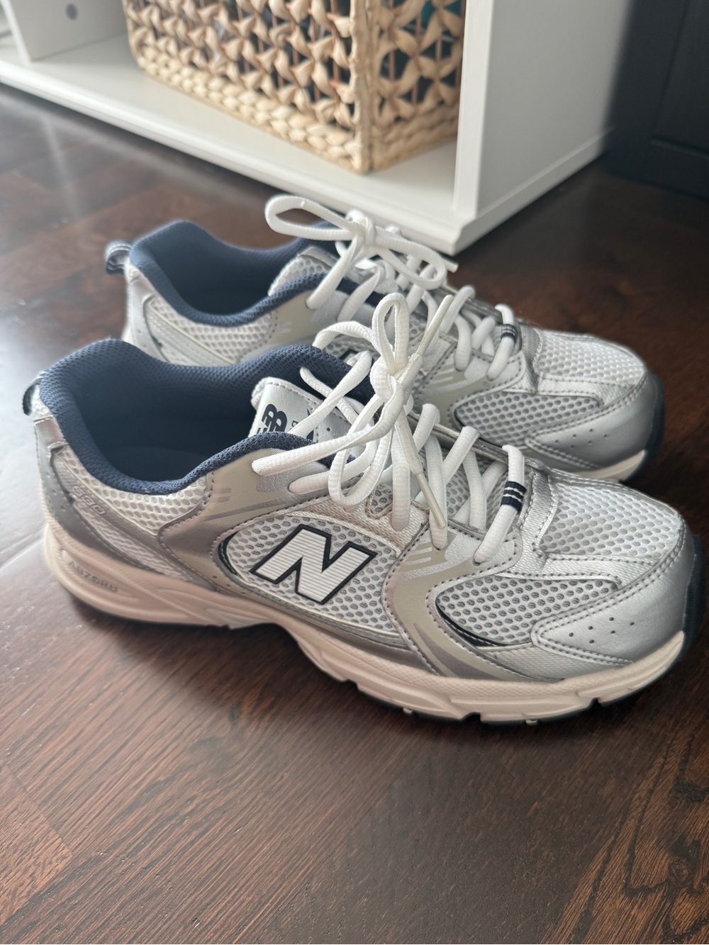 New Balance Kids' Silver Mesh Athletic Sneakers - Silver/White